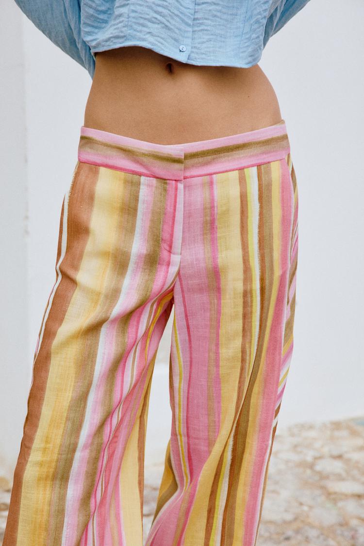 STRIPED WIDE-LEG TROUSERS