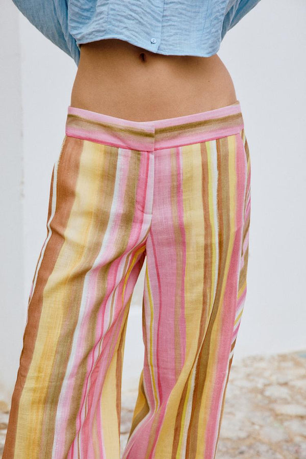 STRIPED WIDE-LEG TROUSERS