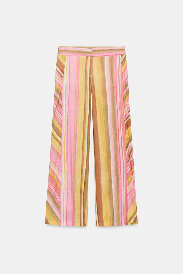 STRIPED WIDE-LEG TROUSERS
