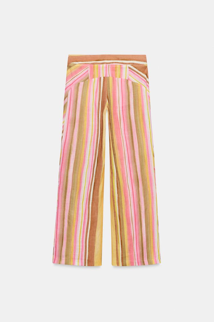 STRIPED WIDE-LEG TROUSERS