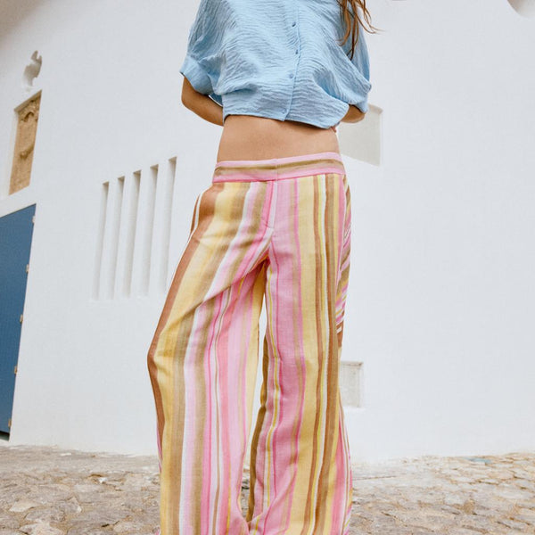 STRIPED WIDE-LEG TROUSERS