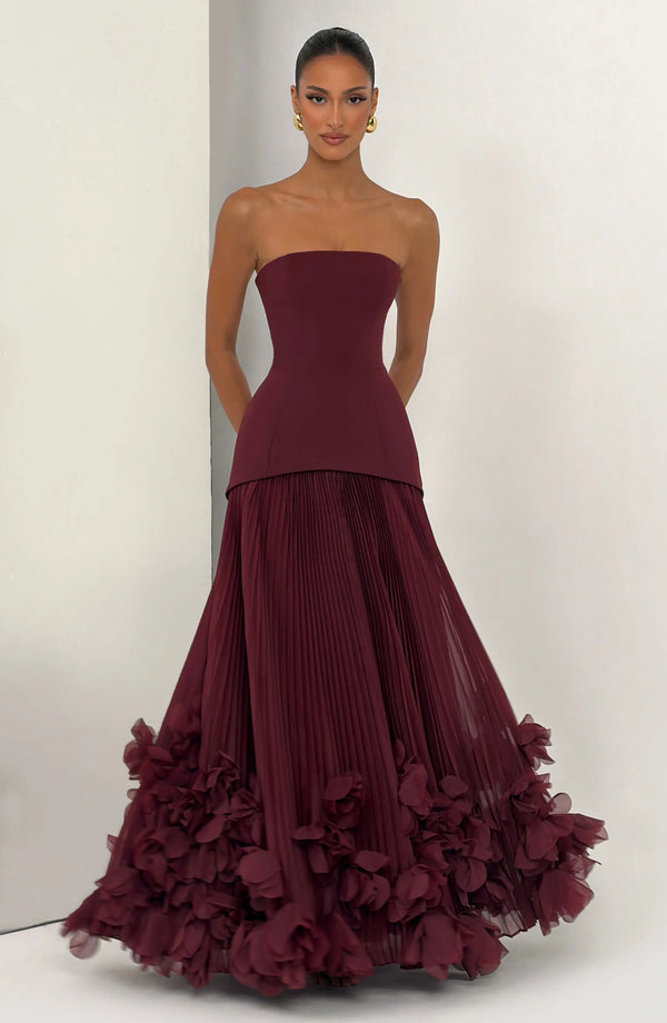 Floral Hem Evening Dress