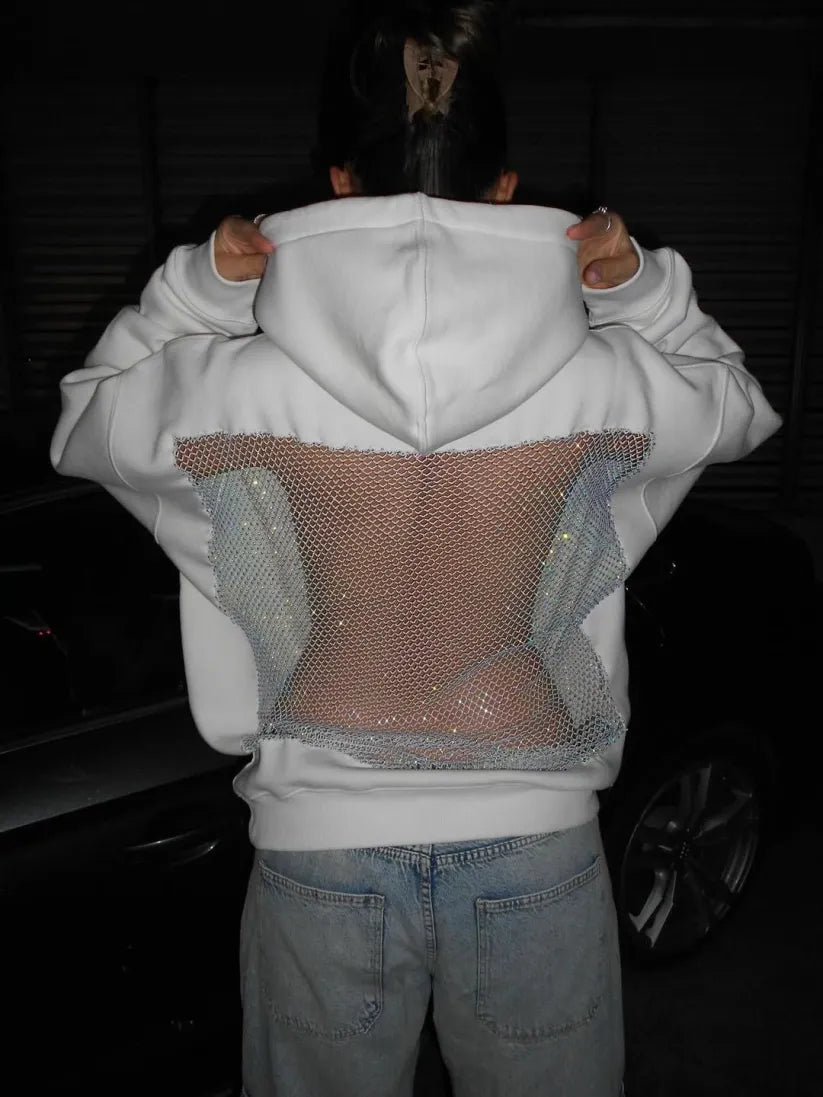 Noir Crystal Statement Hoodie