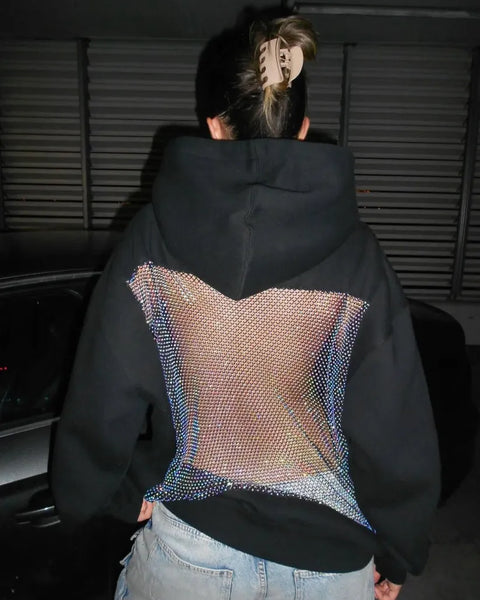Noir Crystal Statement Hoodie