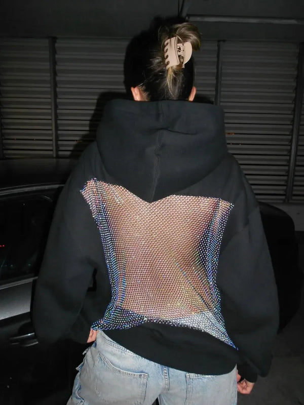 Noir Crystal Statement Hoodie