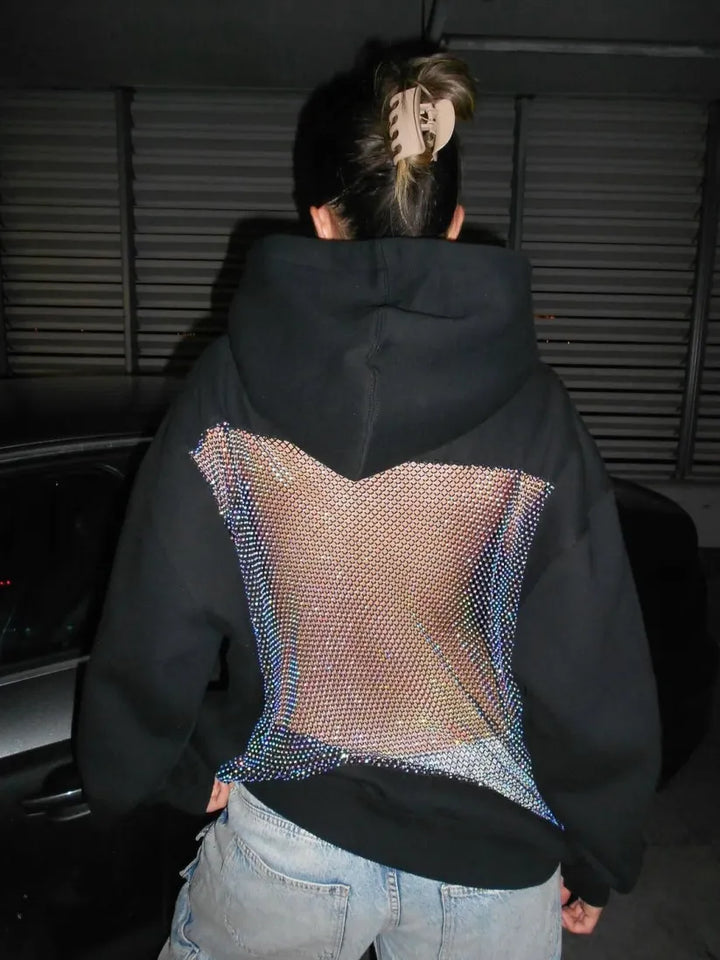 Noir Crystal Statement Hoodie