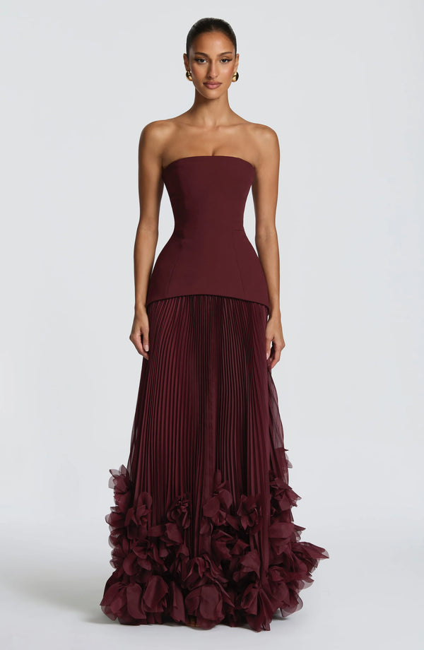 Floral Hem Evening Dress