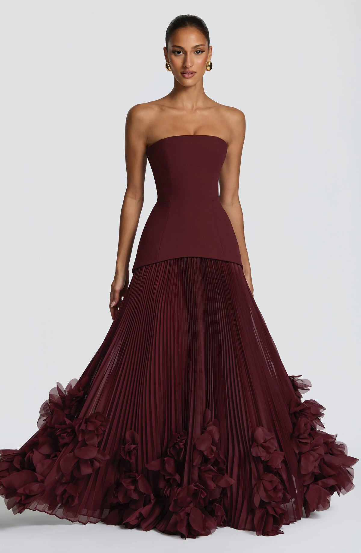 Floral Hem Evening Dress