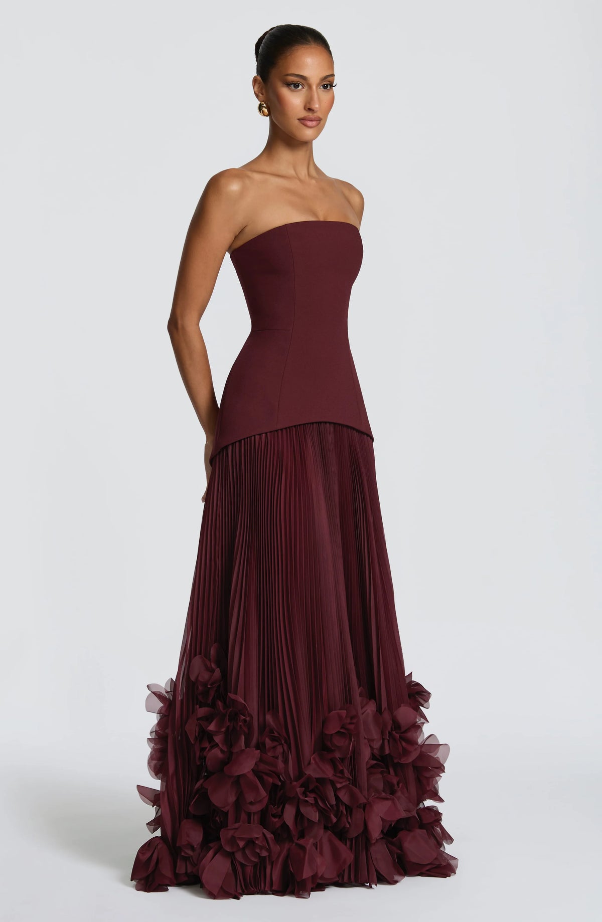Floral Hem Evening Dress