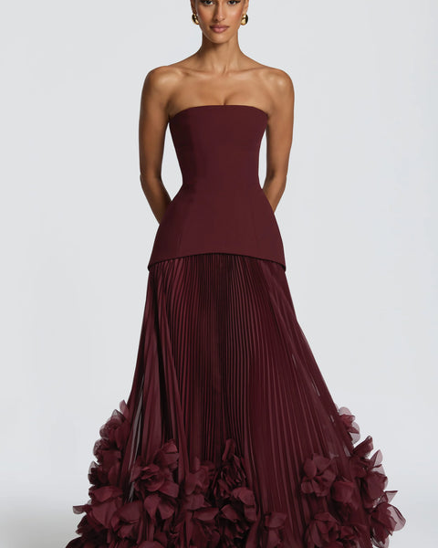 Floral Hem Evening Dress