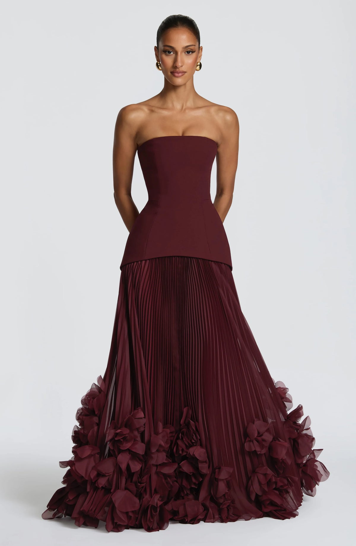 Floral Hem Evening Dress