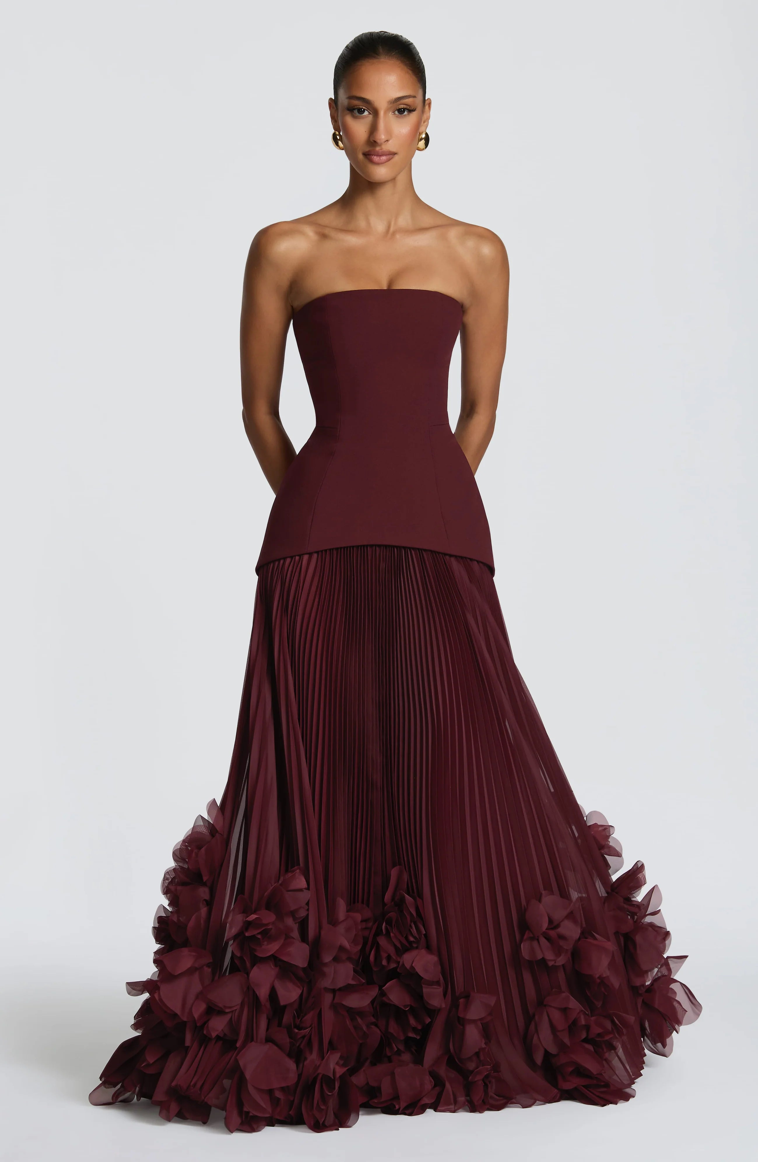 Robe de soirée à ourlet floral